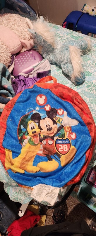 child's Mickey Mouse and Pluto bean bag chair