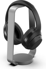 Aluminum Headphone Stand in Space Gray, Weighted Desk Headset Holder with Silico