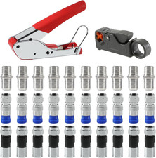 Coaxial Compression Tool Kit Coax Cable Crimper Wire Stripper with F RG6 RG59 Co