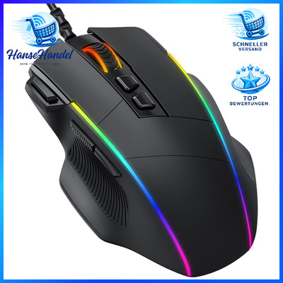Gaming Maus 8000 DPI RGB Beleuchtung mit 8 Tasten USB Kabel Ergonomisch für PC