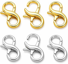 6 Pcs Double Opening Lobster Clasps - 18K Gold Plated S925  Silver Tone