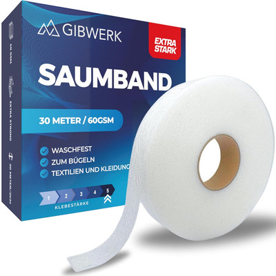 Saumband Zum Aufbügeln Waschfest | 60 GSM | Extra Stark | 30 Meter X 20 Mm | Was