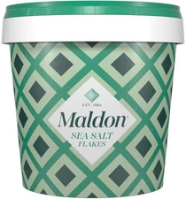 Maldon Salt Sea Salt Flakes 20 oz - 570 g, Resealable Tub Kosher, Natural..
