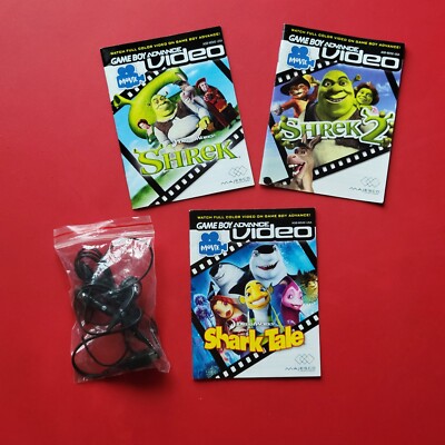 Game Boy Advance Shrek 1 2 Shark Tale Manuals with Earphones GBA Video Authentic