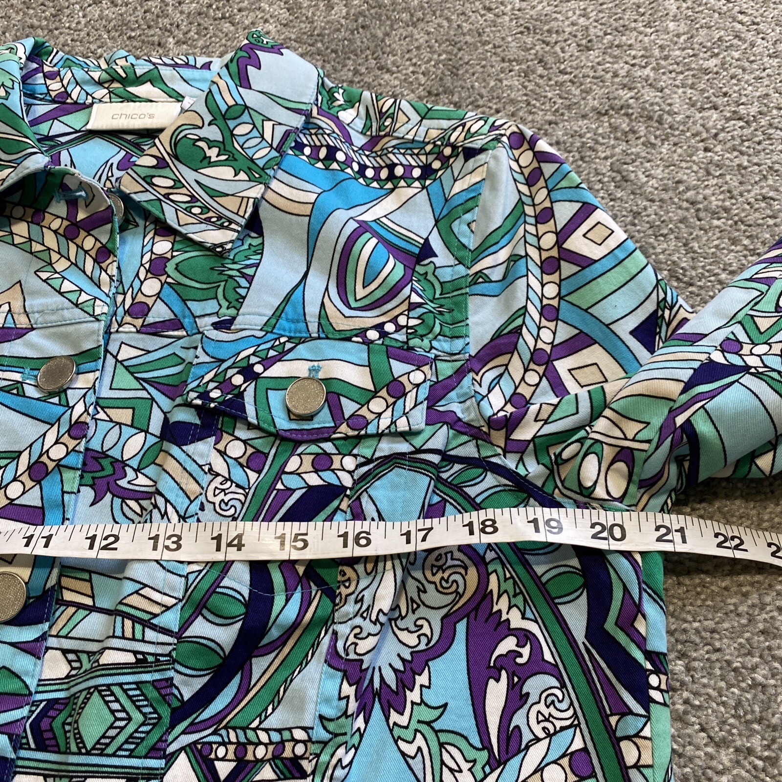 Chicos 2 Multicolor Abstract Jacket Button Front … - image 7