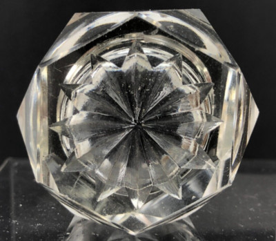 Antique Vintage Open Salt Cellar Dip Glass Cut Glass Beautiful Geometric AS IS