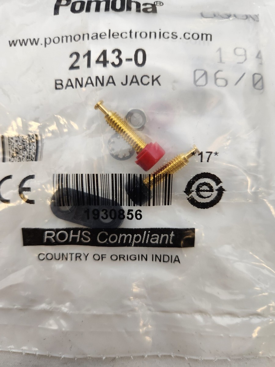 2 (LOT) POMONA 2143-0 DOUBLE MINIATURE BANANA JACK BLK/RED ON