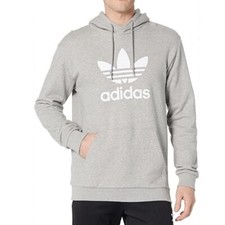 Adidas Originals Men's Adicolor Classics Trefoil Light Grey Pocket Hoodie Medium