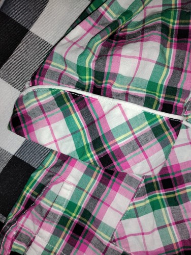 Pigiama Victoria Secret rosa verde a quadri cotone set manica lunga con bottoni taglia S - Foto 7 di 14