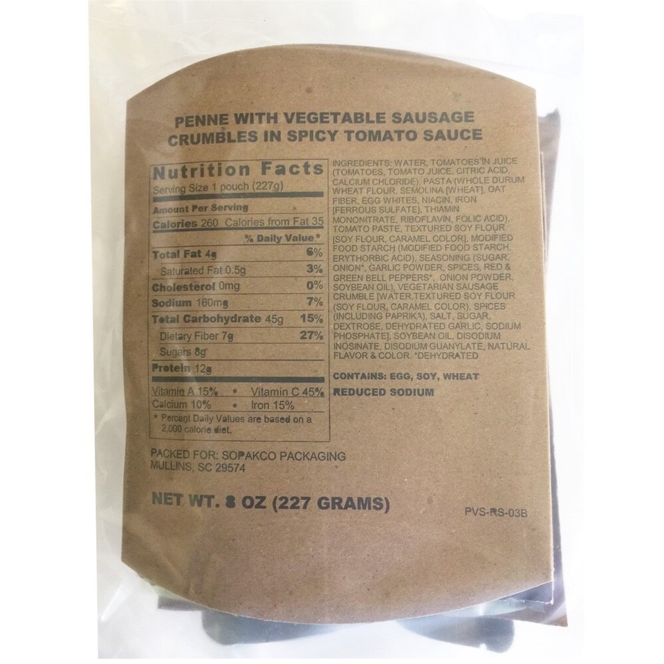 Sopakco Wise MRE Mix Lot Urgence Nourriture Riz Fève Légumes Pâtes