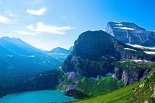 Landscape nature lake mountains glacier national park Custom Gaming Mat Desk