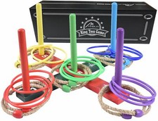 MABUA Ring Toss Game Set 25 Ropes Indoor Outdoor Hook Horseshoe Yard Kids Adults