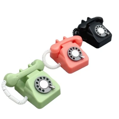 KEEPGO-FTY 1/6 Scale Dollhouse Miniature Furniture Accessories Rotating Wired Telephone Toy