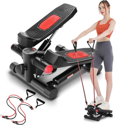 Steppers for Exercise Hydraulic Mini Stepper with LCD Monitor &Resistance Band
