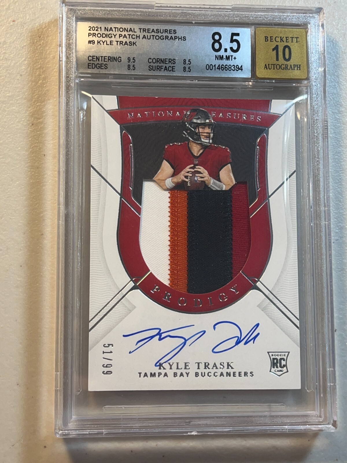 Kyle Trask Panini National Treasures Prodigy Patch Autographs #KT Base