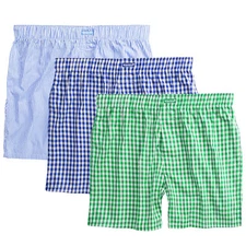 Ritzy Men's Boxer Shorts Underwear 100% Cotton Plaid Yarn Dyed Woven - 3 Pack