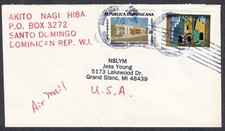 Dominican Republic Santo Domingo to USA Airmail Cover 1991 Latin America Postage