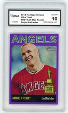 2013 Topps Heritage Purple Refractor MIKE TROUT All-Star Rookie - GMA 10