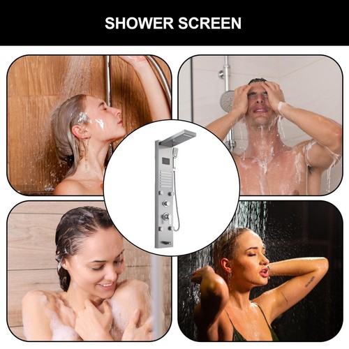 Stainless Steel LED Shower Panel Waterfall Handheld Shower 6-Function Faucet - Picture 10 of 10