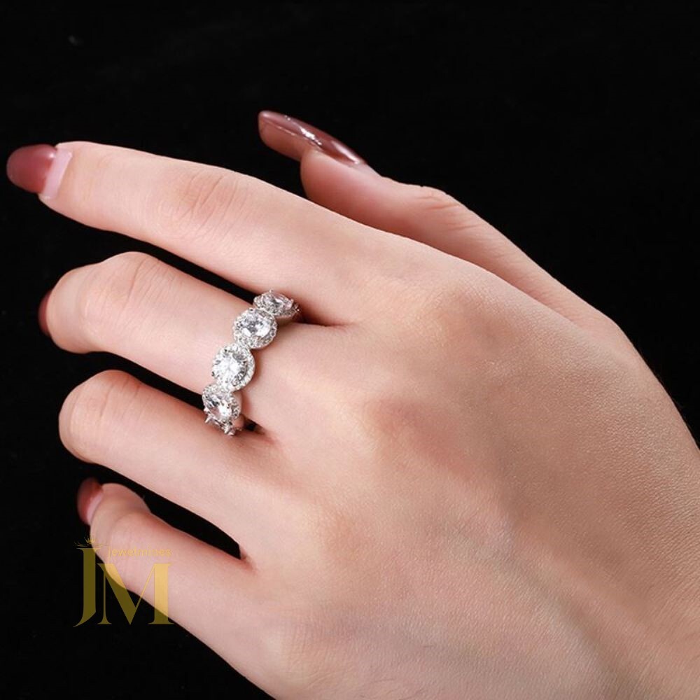 Round Cut 2.50 Carat Moissanite Eternity Wedding Band Solid 14K White