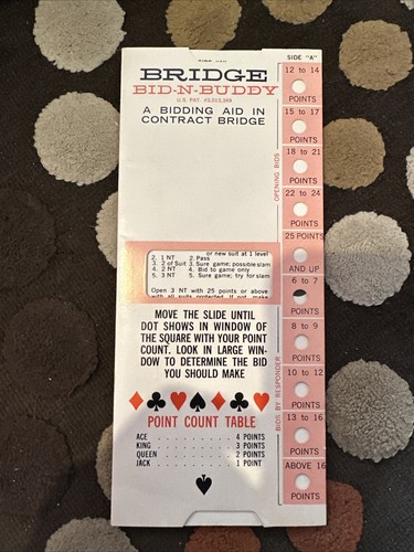 Vintage Bridge Bid-n-Lead-n-Buddy card, used