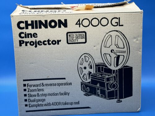 CHINON 4000GL 8mm Variable Speed Cine Projector Box Brush Cord Reel Sheath Work - Picture 20 of 24