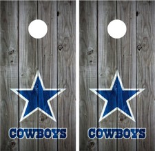 Dallas Cowboys Vintage Wood Cornhole Board Decal Wrap Wraps grey 