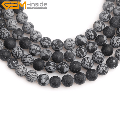 Round Forested Natural Gemstone Snowflake Obsidian Loose Beads For Jewelry 15" - Picture 12 of 36