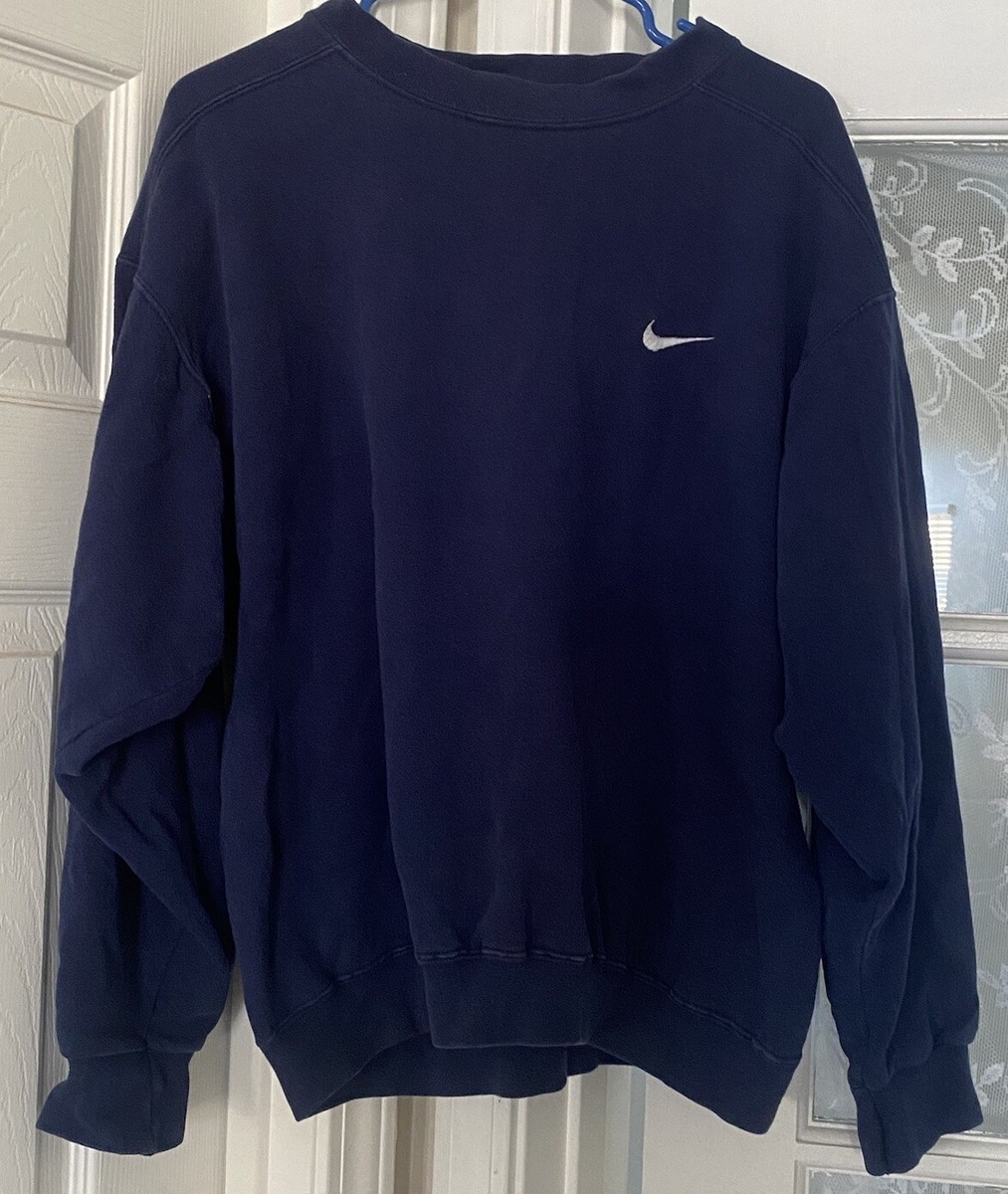 Vintage NIKE Crewneck Sweater White Tag Navy Blue Size Medium 90s  Streetwear 🔥