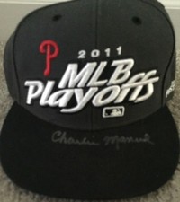 CHARLIE MANUEL SIGNED PHILADELPHIA PHILLIES BRAND NEW PLAYOFF HAT COA