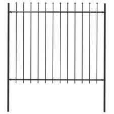 Garden Fence with Spear Top Steel 1.7x1.5 m Black vidaXL