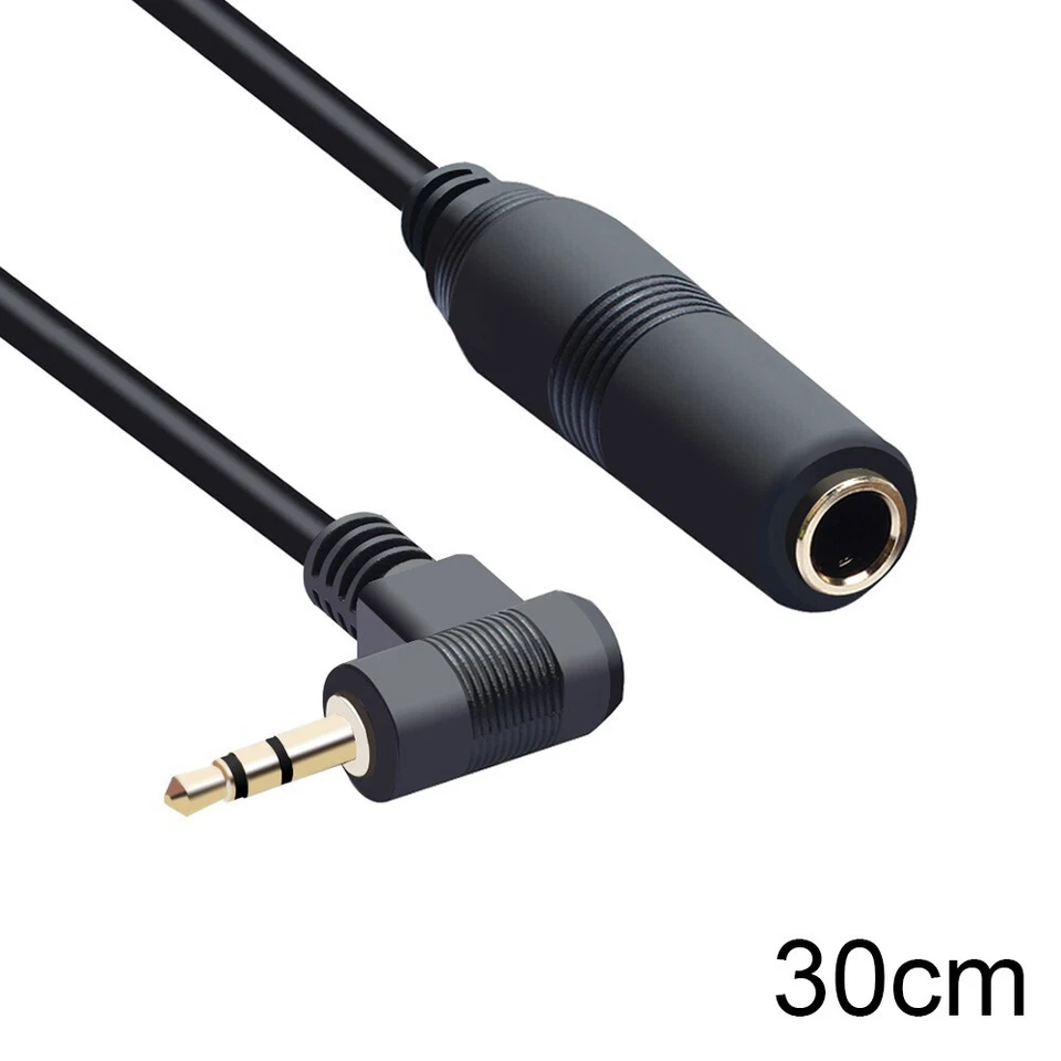 6.35mm 1/4" Male to 3.5mm 1/8" Female Right Angle Male Stereo Jack Adapter Cable - Image 3 of 4