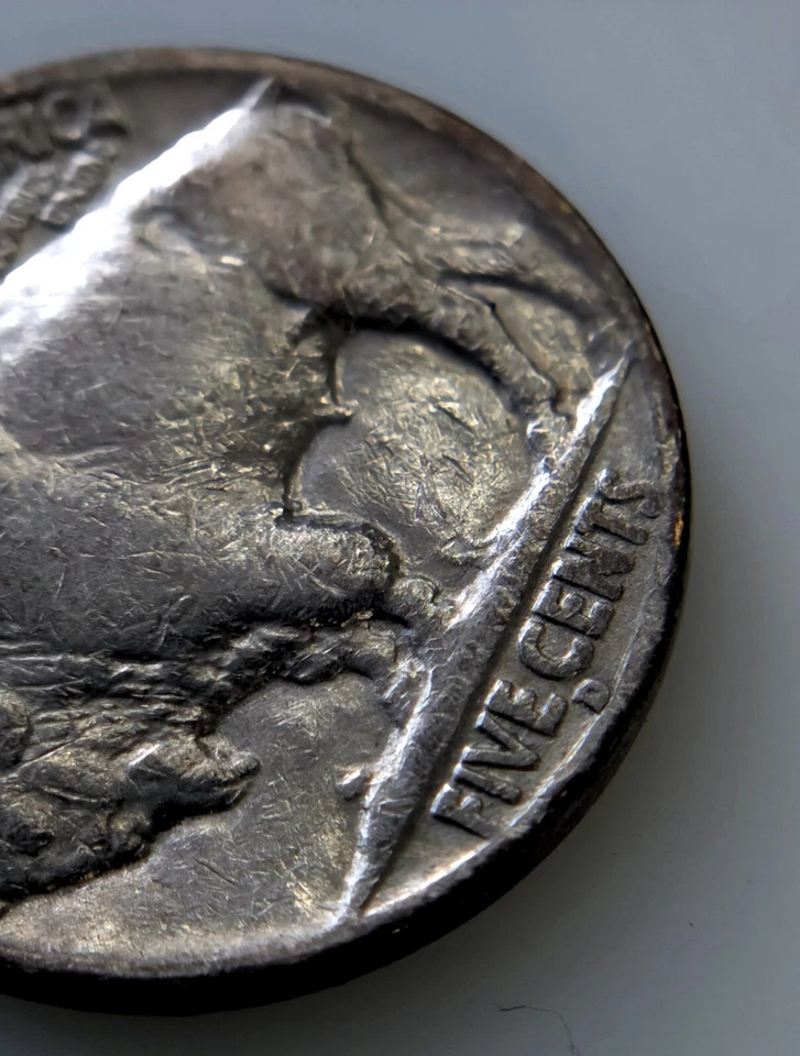 1937-D Buffalo Nickel w/ Clipped Planchet & Grease Strike Error! - Image 4 of 4
