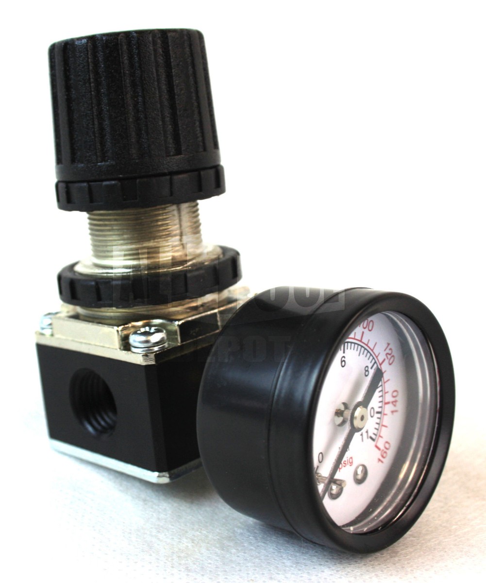 inline pressure gauge for pneumatic nailer with compressor setup
