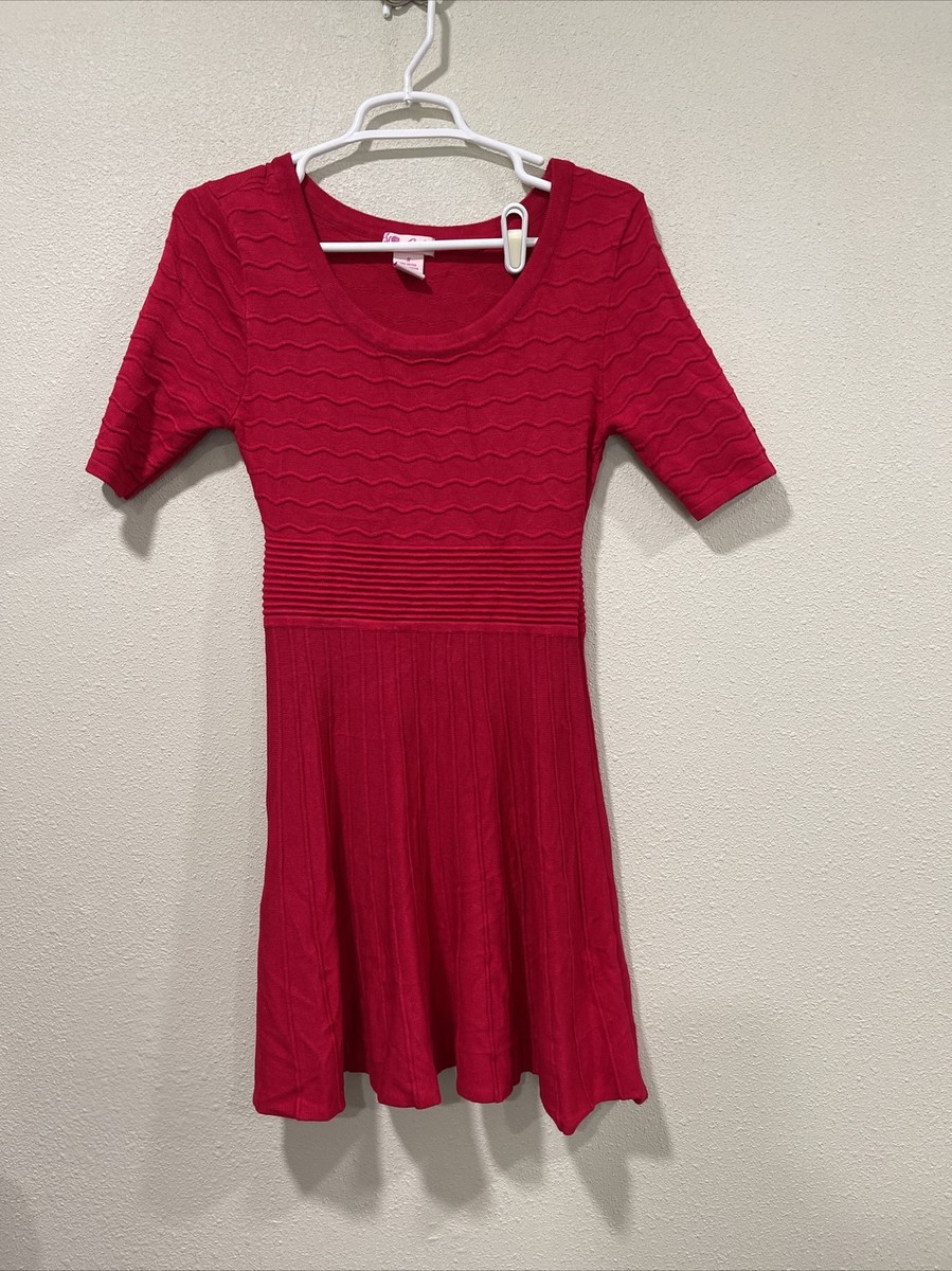 Candies Red Dress Small Short Sleeves Flowy Office Career Summer Cute | eBay