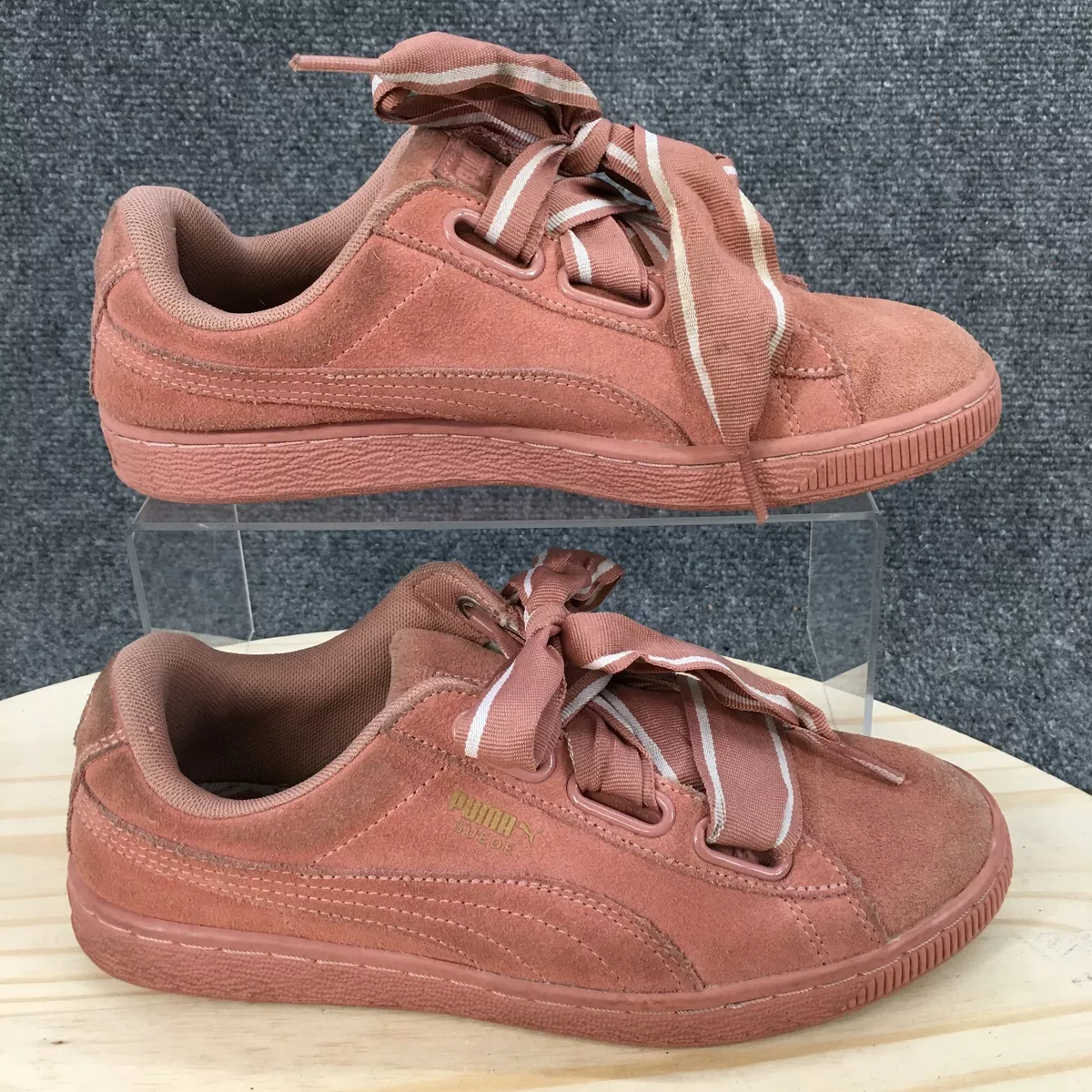 Puma Sneakers Womens 8 Pink Suede Heart Satin II Low Lace Up Casual 364084 03