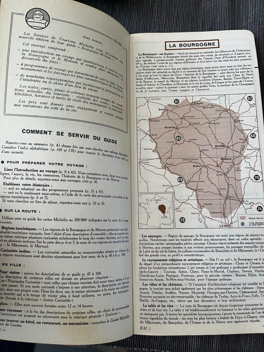 1961 Michelin Bourgogne Morvan France French Guide | eBay