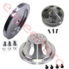 SBC Small Block Chevy V-Belt Pulley Set 350 SWP Short Water Pump Alternator 1V