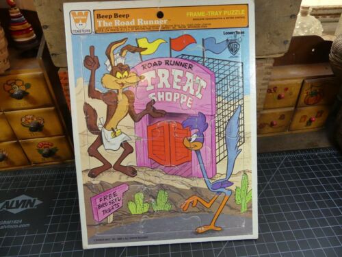 Vintage Puzzle Frame Tray Road Runner Beep Beep 1980 Warner Brothers - Picture 1 of 4