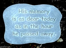 Plaster or Concrete His Memory memorial monument plastic mold 11.5" x 8" x 3/4" 