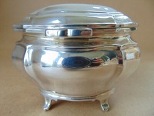 GOLDSMITHS & SILVERSMITHS EDWARDIAN STERLING SILVER CREST TEA CADDY LONDON 1908