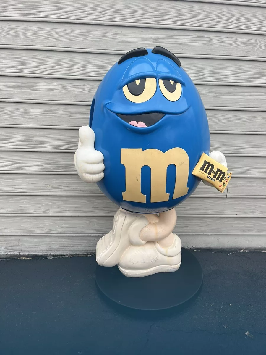 M&M Candy Character- Blue on Wheels w/Metal Base Store Display Height 52”  RARE!