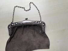 Antiker Geldbeutel, Geldkatze mit Blüten- und Früchtenmotiven, Stempel Alpacca