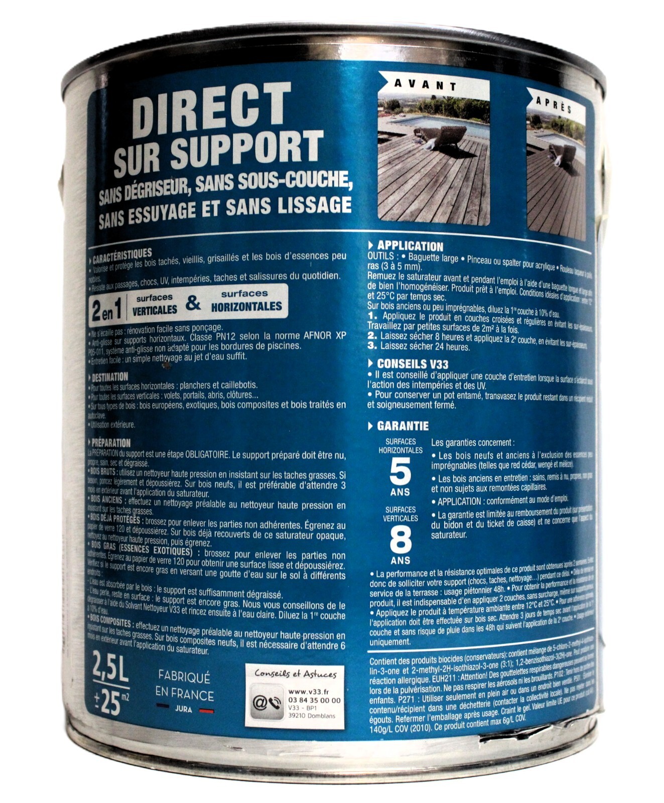 Saturateur V33 Rénovation Terrasses liquide 2,5L à haute imprégnation hydrofuge et anti-UV - 3