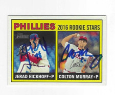 Signed Jerad Eickhoff Colton Murray Phillies 2016 Topps Heritage Card #173 w/COA