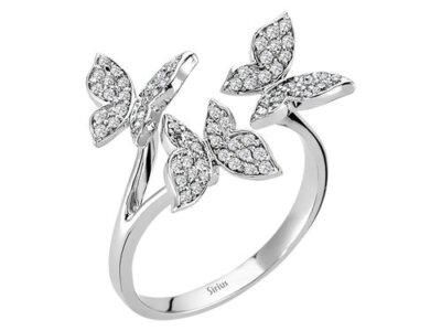 Diamant Schmetterling Design Ring in 585er 14 Karat Weißgold
