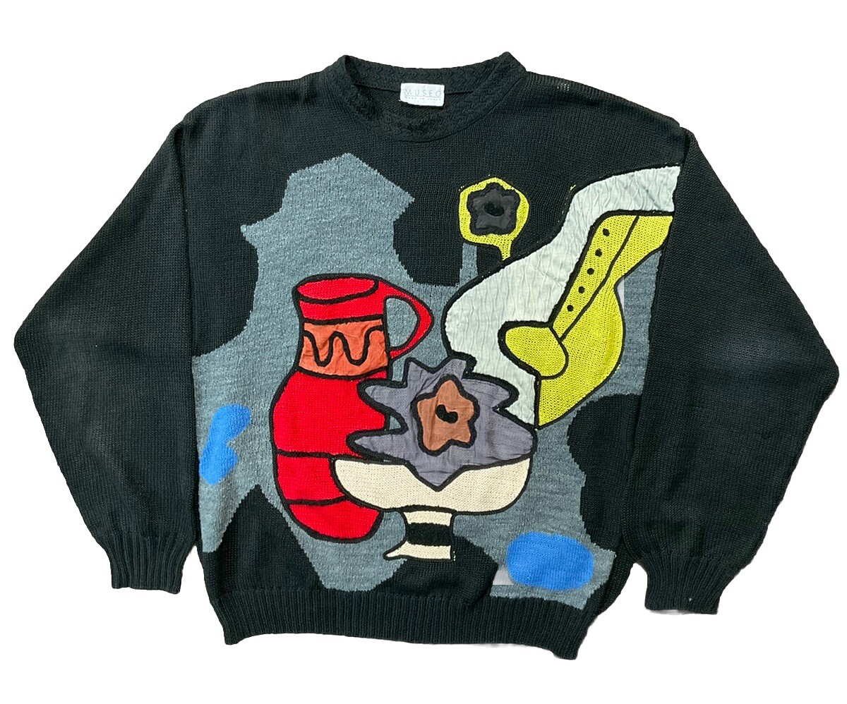 Vintage Museo Sweater Picasso Art Italy Hand Knit 80s Designer