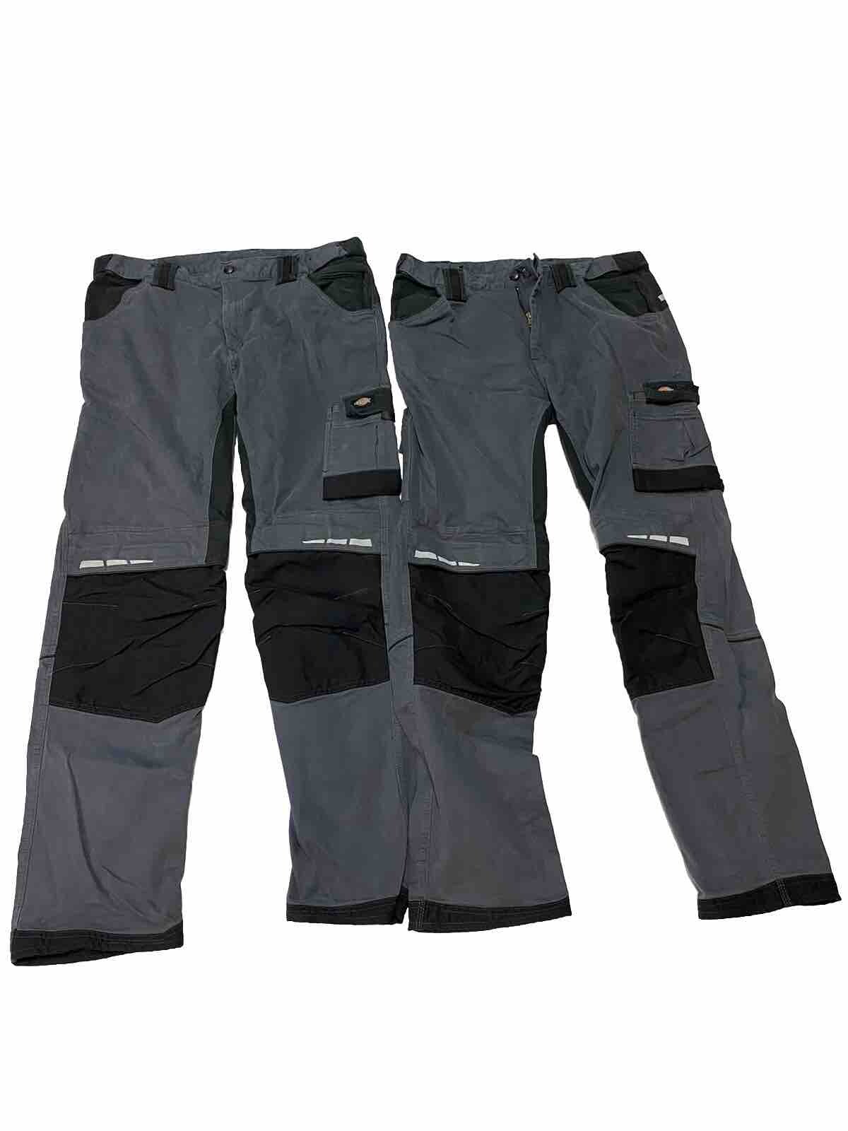 Lote de 2 ropa de trabajo Dickies Flex Performance Reg. Pantalones Fit Technical talla 38x34