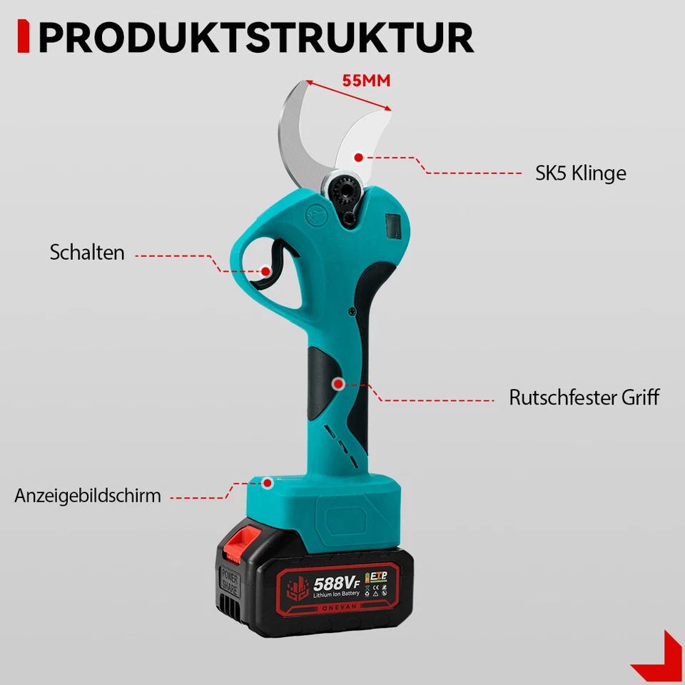 Akku-Astschere 45mm Gartenschere Teleskop Astsäge Stschneider für Makita18V Akku - Bild 4 von 4