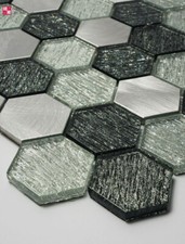Mosaïque En Aluminium Inox Mosaïque Carrelage Brillant Mat Gris Argent 30x30 CM